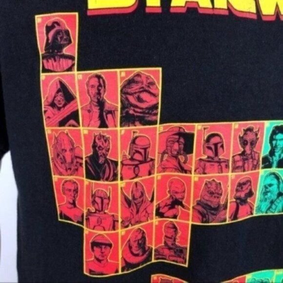 PERIODIC Table Of Star Wars Black short sleeve T-shirt size large tee - Picture 6 of 8